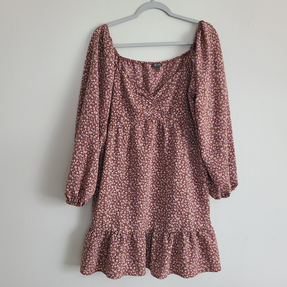 Lily Rose Floral Long Sleeve Baby Doll Mini Dress
